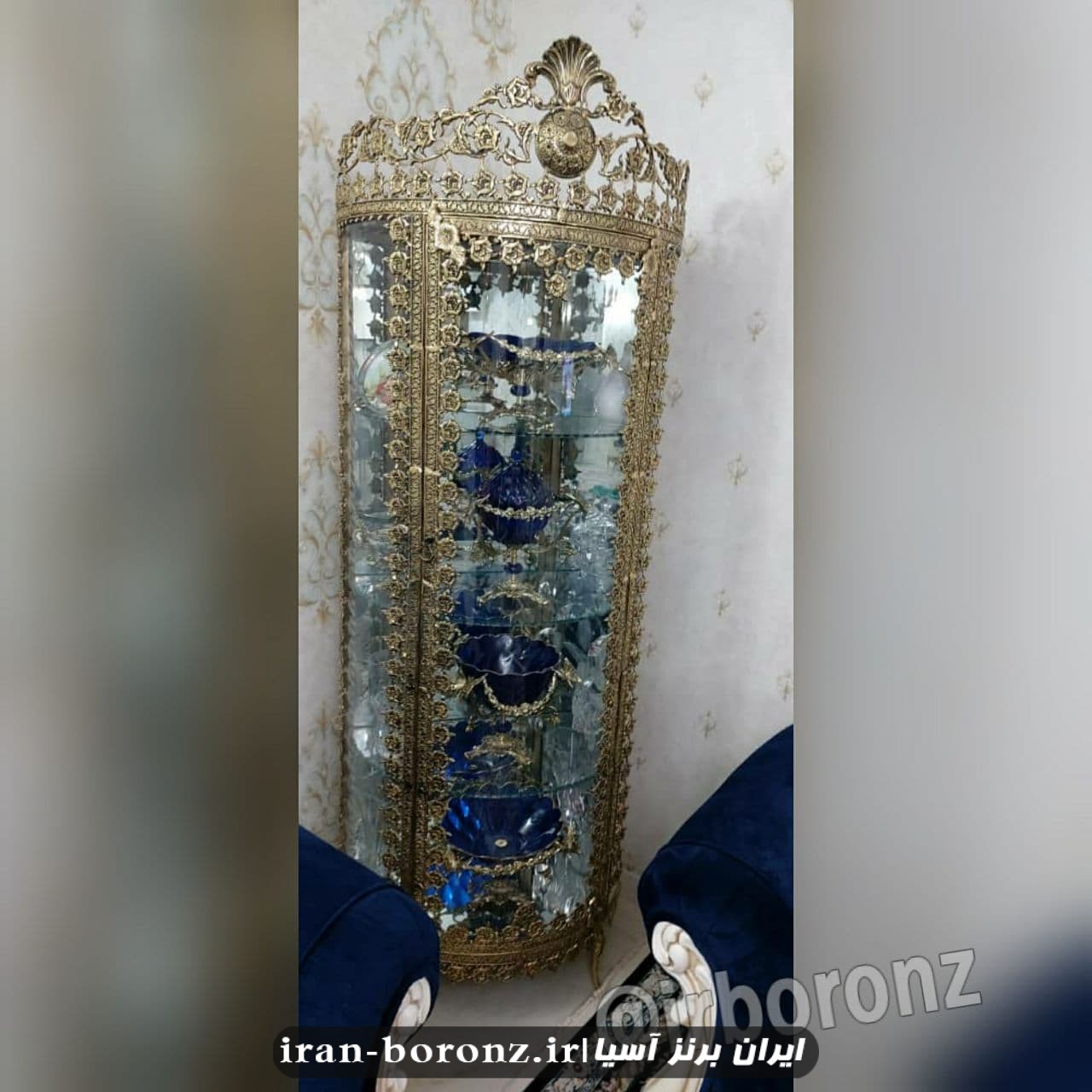 بوفه برنزی نیم گرد مدل گل رز