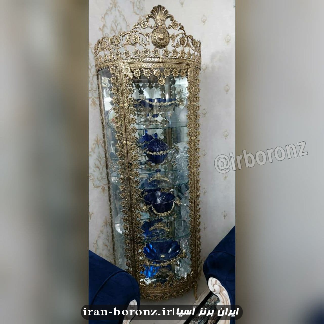 بوفه برنزی نیم گرد مدل گل رز