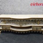 میز تلویزیون برنزی مدل جلو خم تسمه گل آفتاب گردان