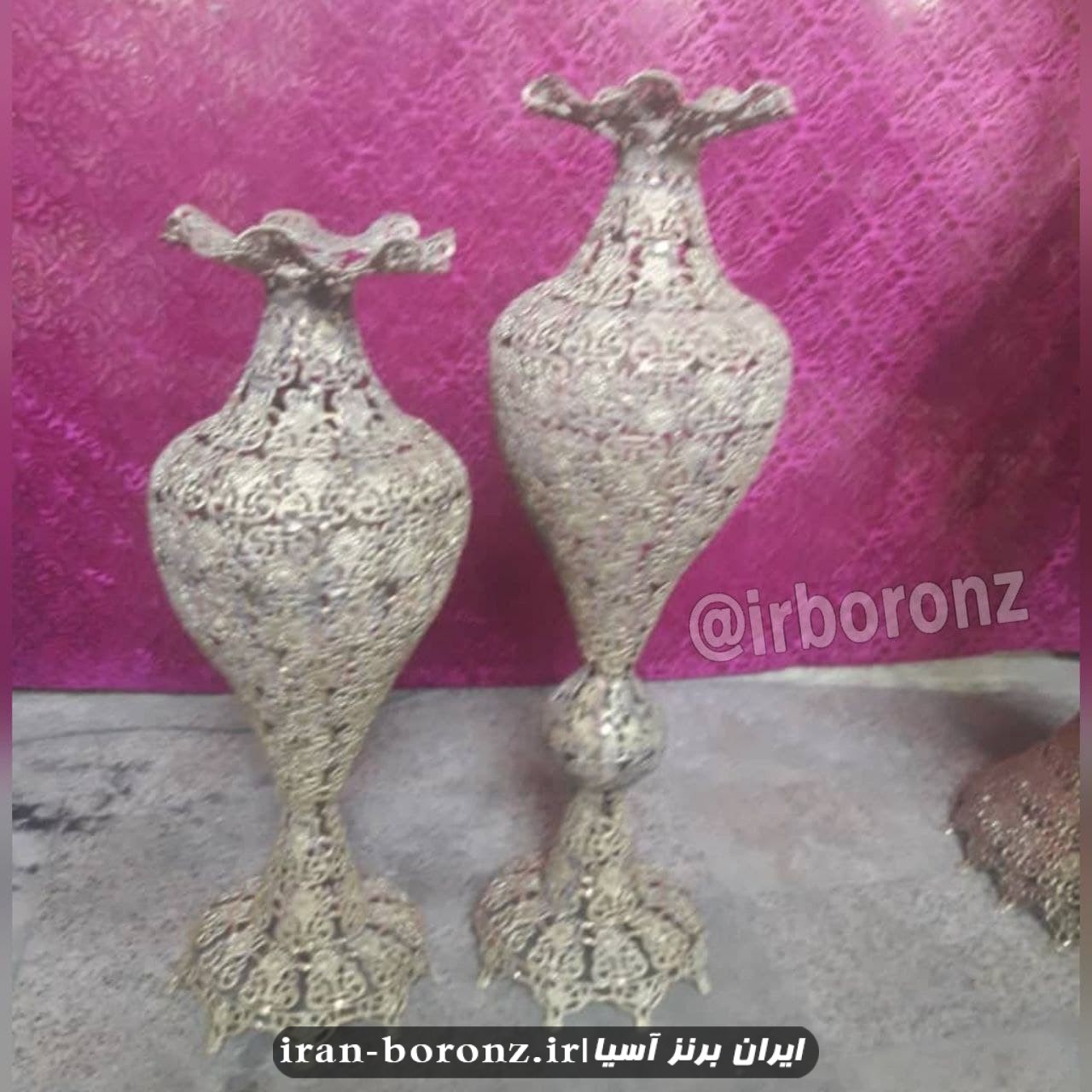 گلدان توری برنزی بزرگ