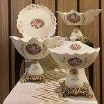 ست پذیرایی چهار تکه پایه برنجی ظرف گل سرخ