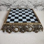 صفحه شطرنج رومیزی برنزی مدل گل خورشیدی