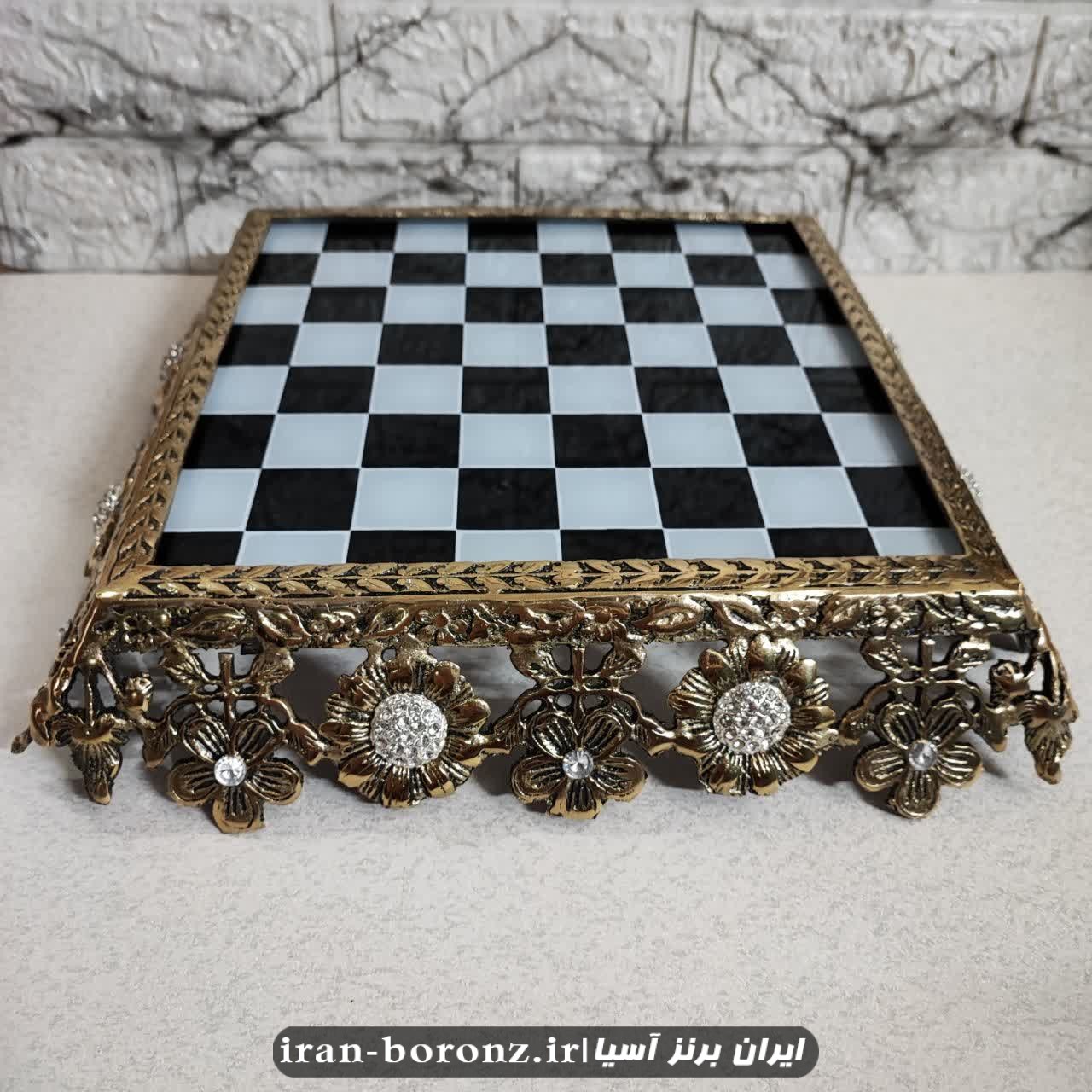 صفحه شطرنج رومیزی برنزی مدل گل خورشیدی