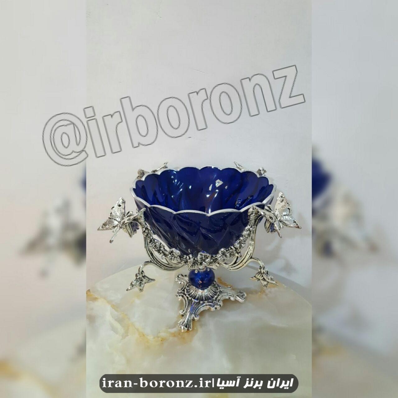 ظروف چهارتیکه پایه برنزی ظرف سرمه ای پایه نقره ای