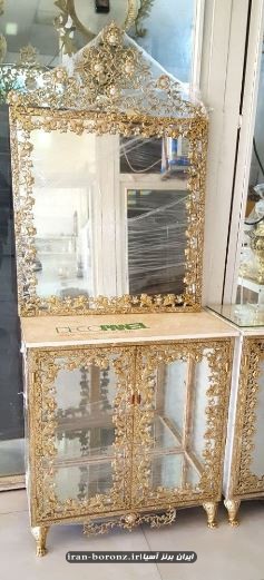 آینه کنسول بوفه دار برنزی