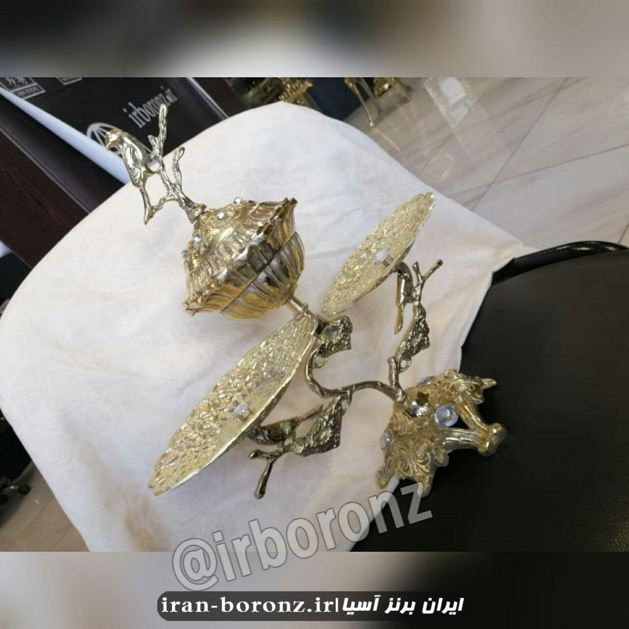 دو کاره شیرینی خوری قندان برنزی