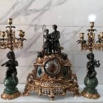 ساعت و شمعدان لاکچری پسرک و آدم و حوا آنتیک سنگ سبز