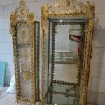 ست ساعت ایستاده و بوفه برنزی مدل تخت گل رز طاووسی