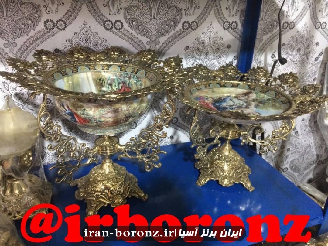 ست پذیرایی 2 تکه پایه برنجی مدل گل رز با ظرف پرنس