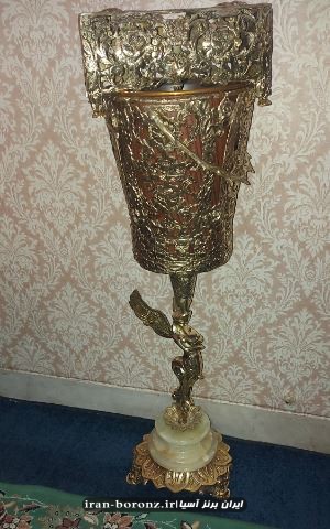 سطل و جا دستمال فرشته برنزی پرکار مدل گل رز