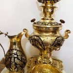 سماور برنزی قلم زنی به همراه سرویس