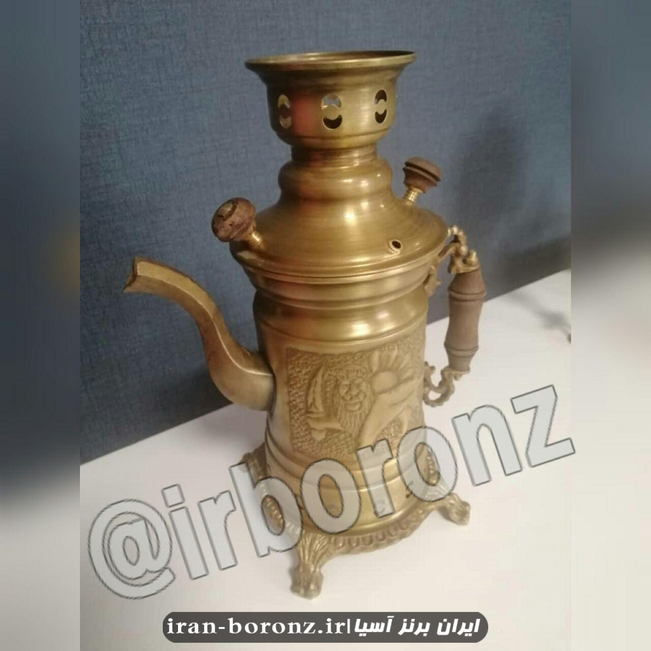 سماور کتری دار شکاری برنزی