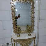 آینه شمعدان برنزی مدل مستطیل تاج دار پرکار