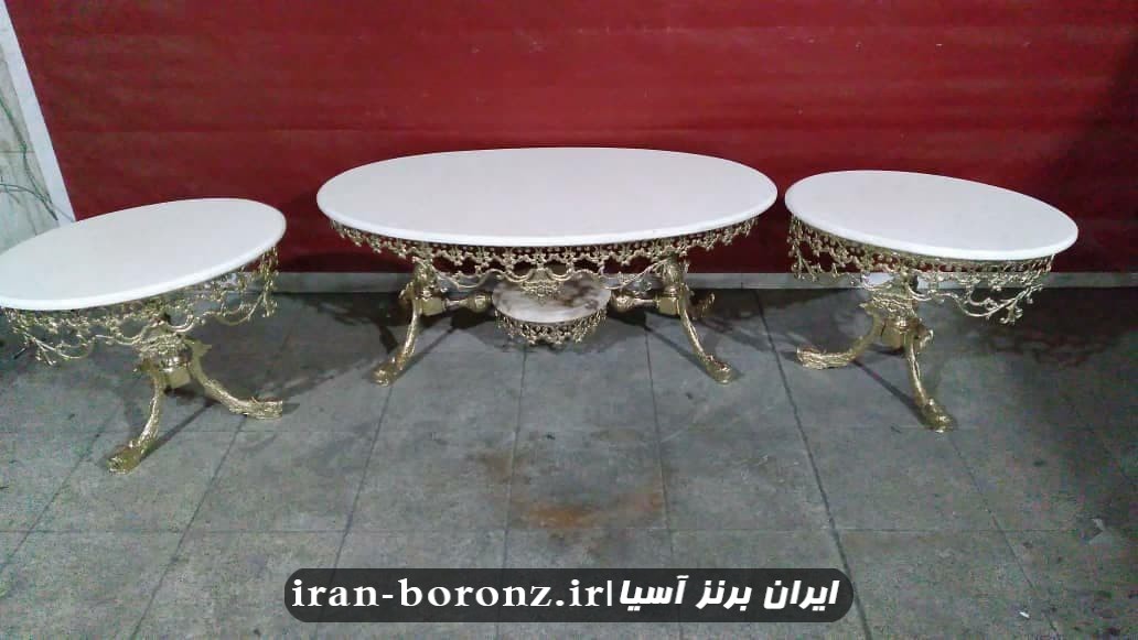 جلو مبلی و عسلی برنزی مدل پایه ماهی تاج دار