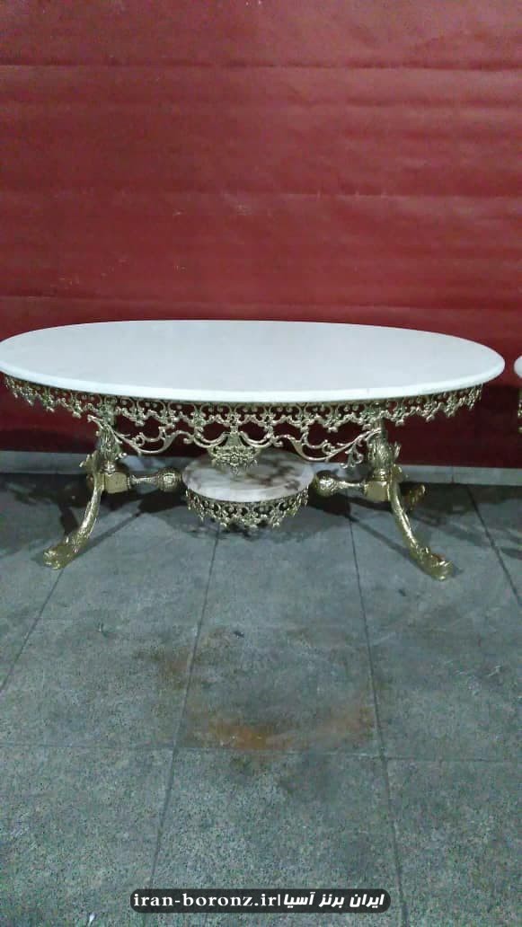 جلو مبلی و عسلی برنزی مدل پایه ماهی تاج دار