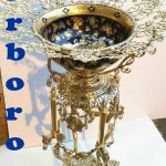 آجیل خوری برنزی ایستاده مدل پایه اسبی ظرف سرمه ای